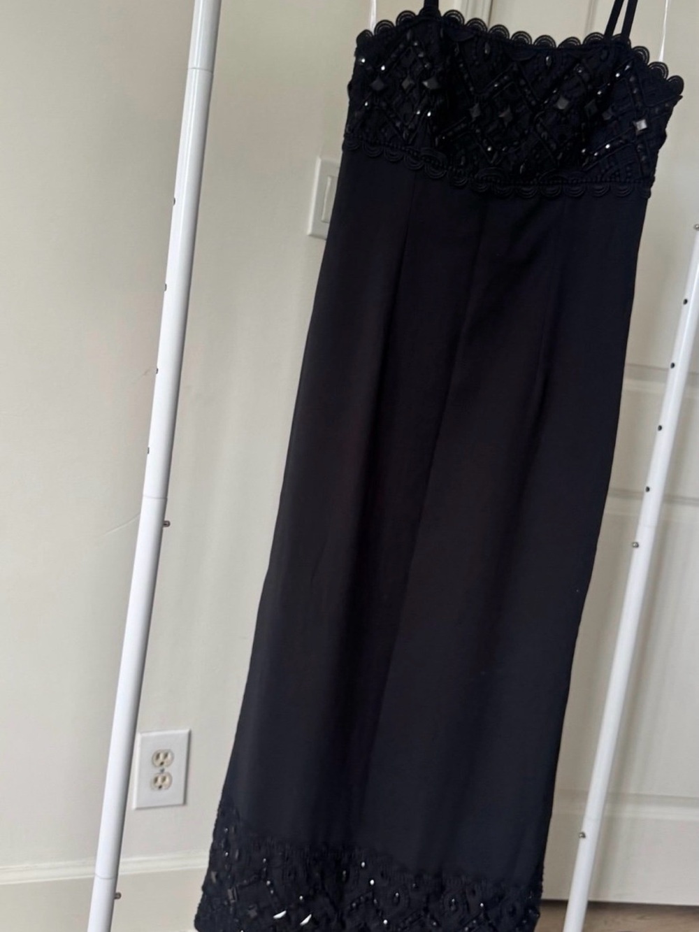 Lilly Pulitzer Black Beaded Crochet-Trim Slip Dress - Picture 3 of 5